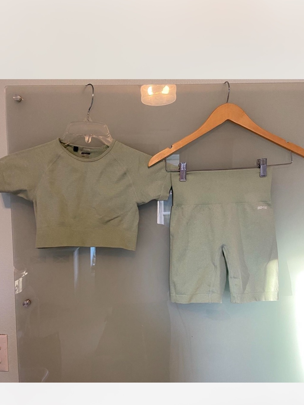 Bo + Tee Lime Green Workout/Lounge Crop Top and Biker short set!